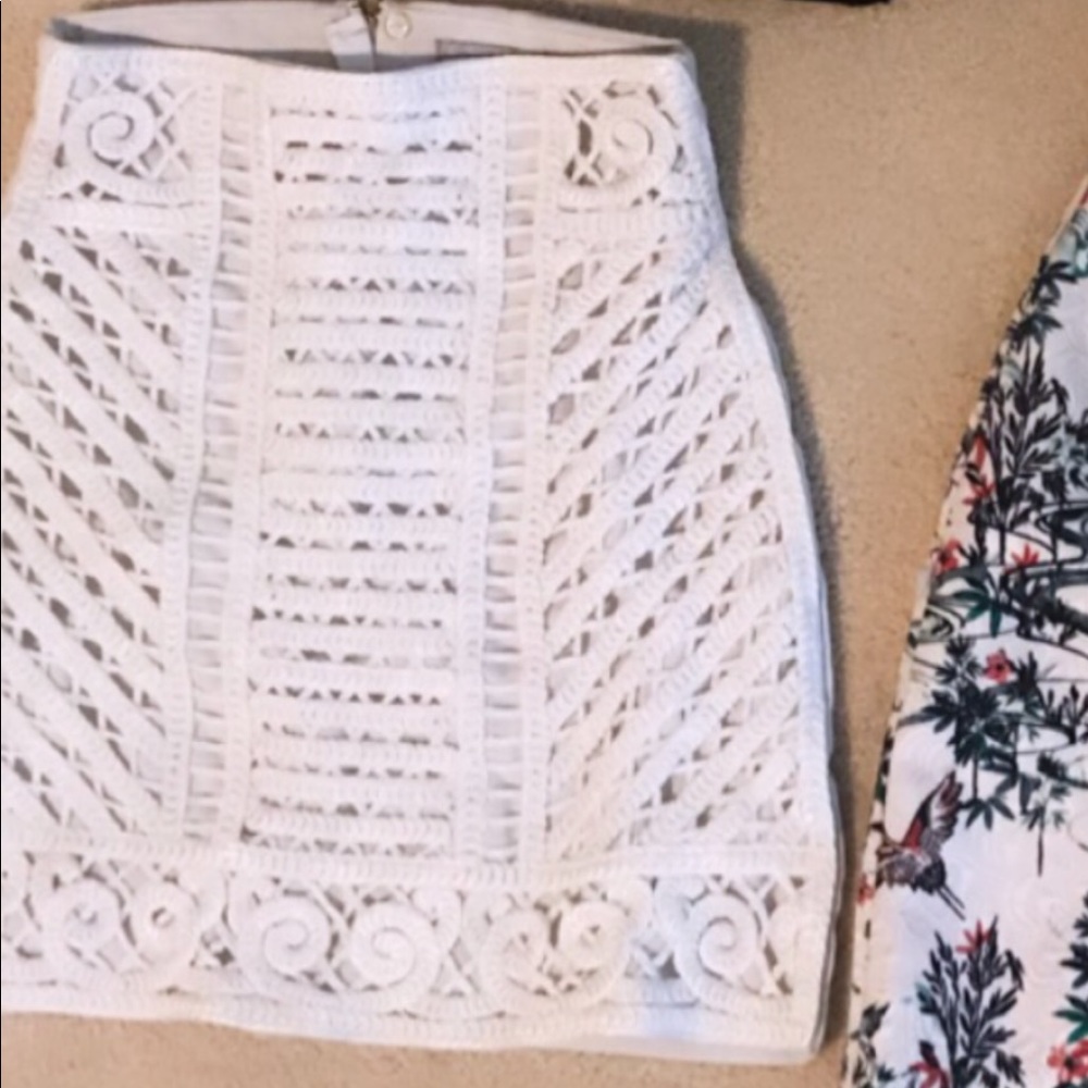 Ivory woven detailed mini skirt